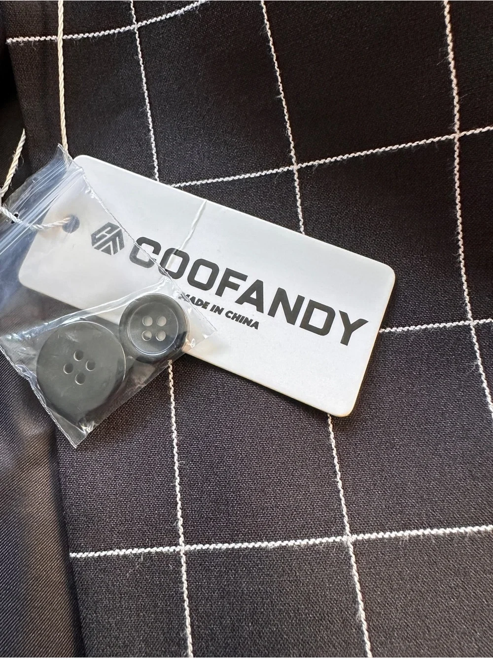 Coofandy men’s white and black plaid blazer jacket NWT size S